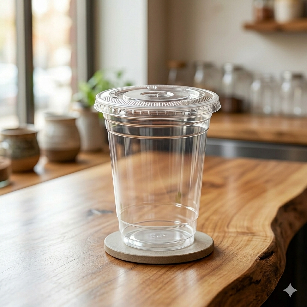 كوب بلاستيك شفاف مع غطاء 20 oz